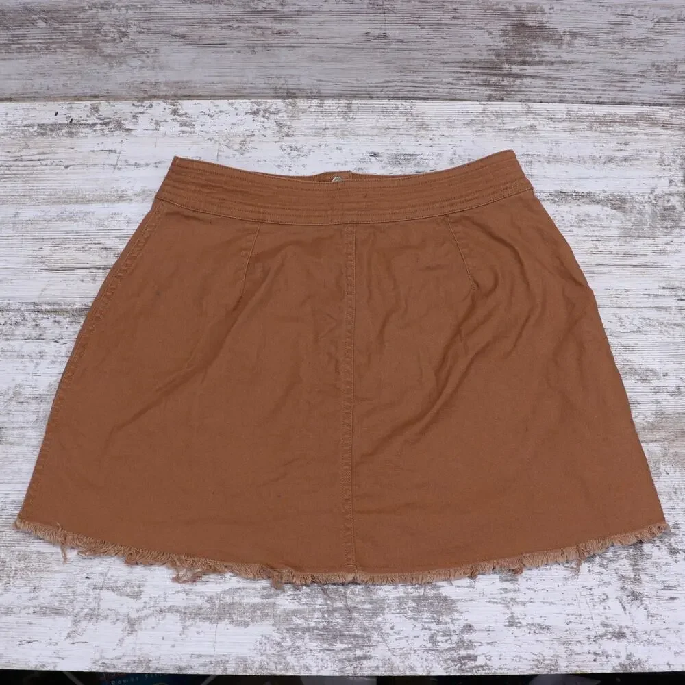 Madewell High Waist Snap Skirt Women Size 6 29x15 Burnt Siena Canvas Raw J3992